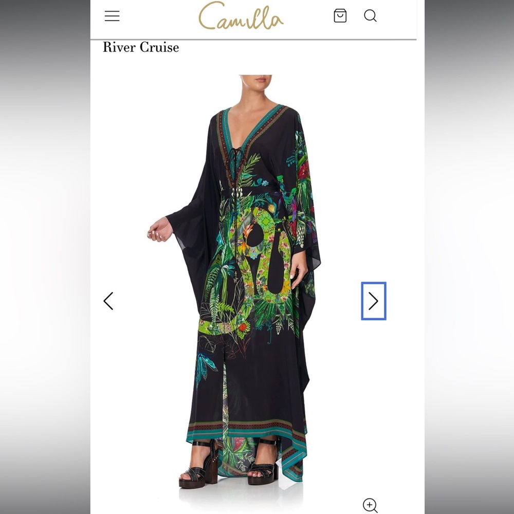 NWT Camilla Silk Split Hem Lace Up Kaftan O/S